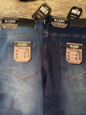 Men’s Blu Rock Flex Jeans - Medium Blue / Dark Blue BUNDLE NWT 34X31